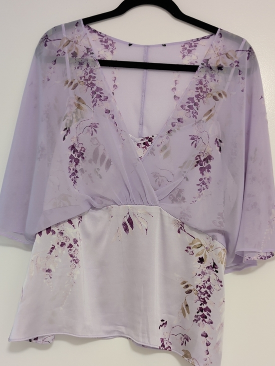 White House Black Market Tops - White House Black Market Lavender Floral Wrap Blouse